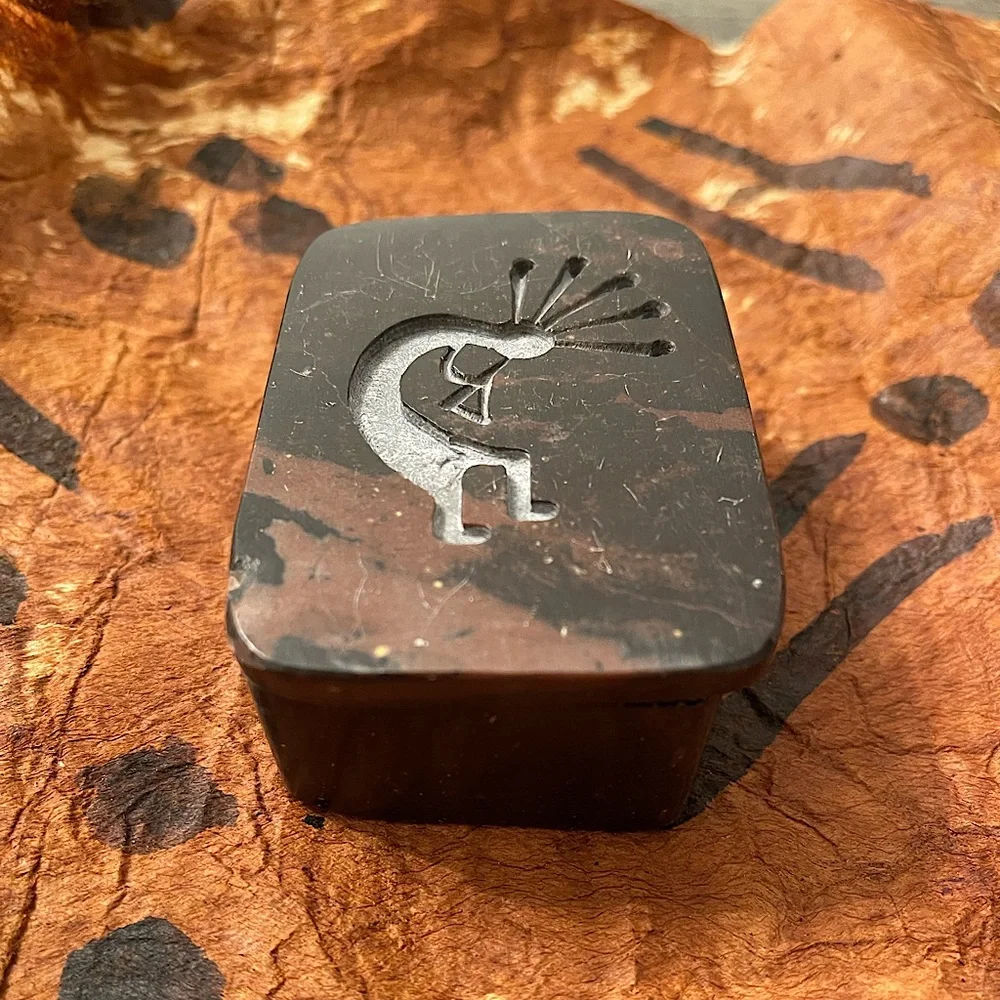 Vintage Tribal Kenyan Authentic Stone Small Storage/Jewelry Box